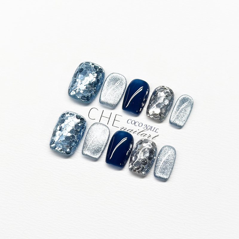 Handmade Nails 2026 New Style Sparkling Sequin Cat Eye Simple Commuting Versatile Whitening High-End Nail Art 635 Handmade Nails 2026 New Style Sparkling Sequin Cat Eye Simple Commuting Versatile Whitening High-End Nail Art 635