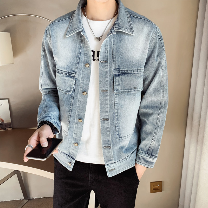 Fuguiniao 2022 new high-end denim jacket men's spring and autumn Korean style trendy handsome slim casual jacket