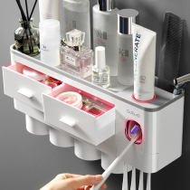 Toothbrush rack fully automatic toothpaste squeezing artifact lazy household non-perforated wall-mounted suction Wall set
