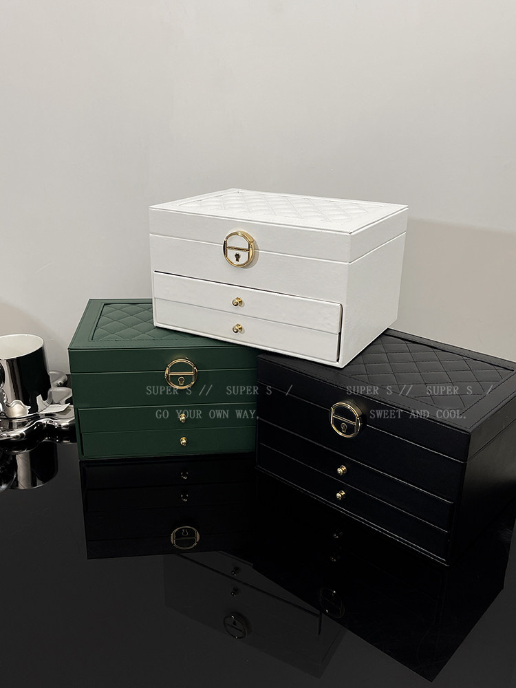 High-Quality Large-Capacity Drawer-Type Jewelry Box, New Model with Lock, Anti-Oxidation Necklace, Earrings, Bracelet Storage Box