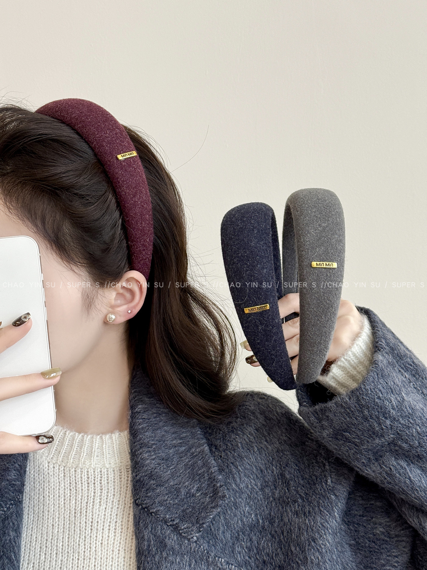 High-Quality Wide-Edge Cashmere Headband for Women, High Crown, Autumn and Winter Vintage Lazy Style Headband, Hair Accessory for Washing Face