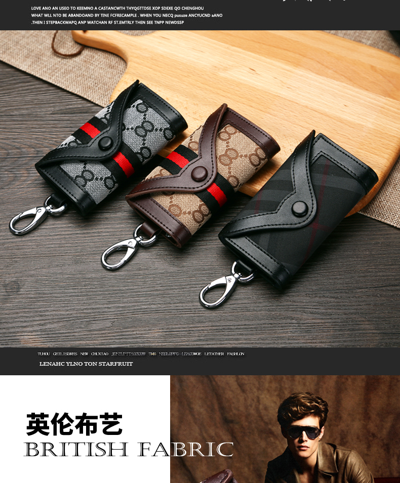 Canvas túi chìa khóa nghệ thuật nam và nữ da xe móc chìa khóa sáng tạo bộ thẻ lưu trữ đa chức năng dung lượng lớn thắt lưng treo ví đựng chìa khóa nam
