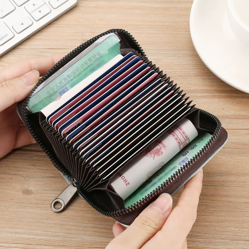 Кожаный кожаный? capacious card holder with zipper for men and women, small cards for driver's license, new collection