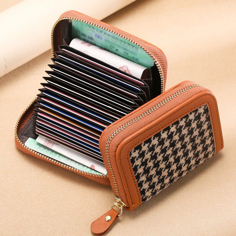 Thousands Birds Lattice 2023 new driver's license anti-magnetic card bag Female exploits small and refined high-end multi-position large capacity-Taobao