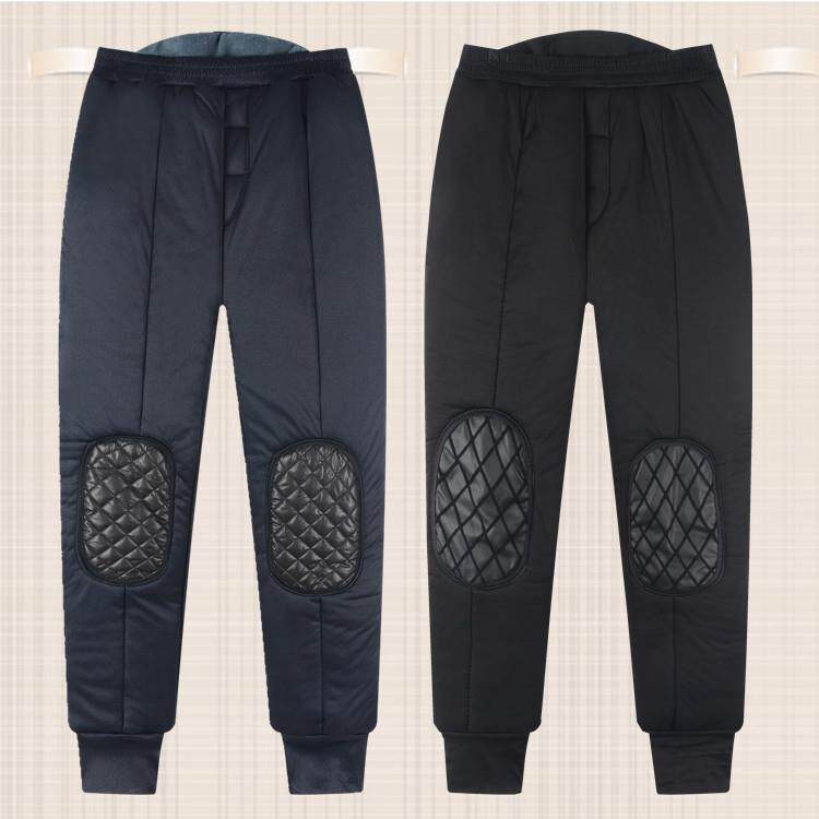 Middle Aged Men Thickened Cotton Pants Winter Seniors Warm Pants Dad Triple Layer Plus Suede High Waist Deep Gear