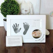 Cute event promotion Baby 100 days full moon hand and foot print photo frame Set up infant hand and foot print memorial image frame hanging wall