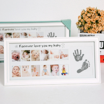 1 year old gift to commemorate baby hand and foot prints Photo frame Newborn hand and foot prints as a souvenir Twelve months of growth