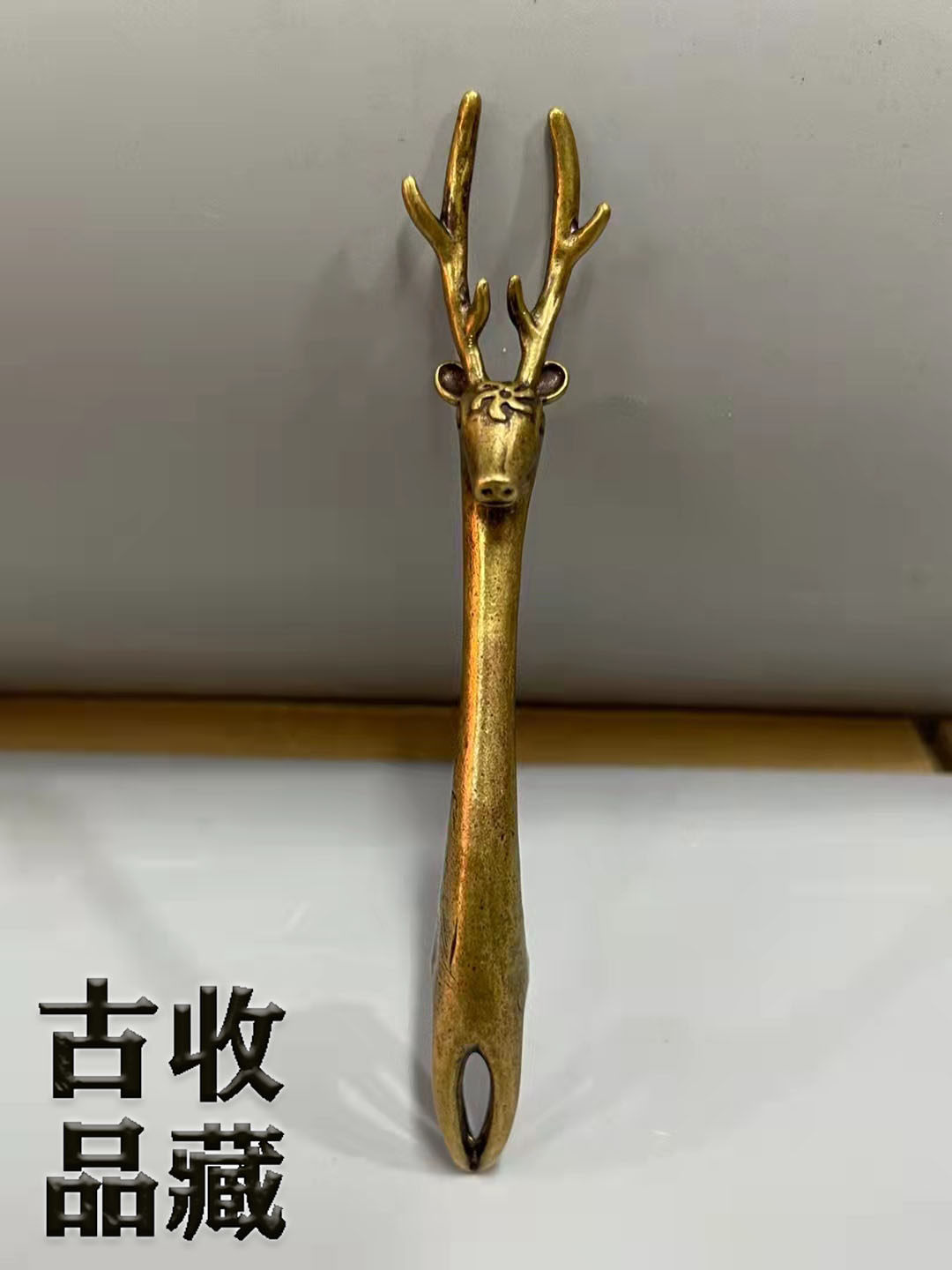 Pure Copper Deer Head Pot Fork Hand Work Pot Lid Fork Silver Pot Bronze Pot Korn Tea Accessories Brass Pot Lid Plum Blossom Deer Fork