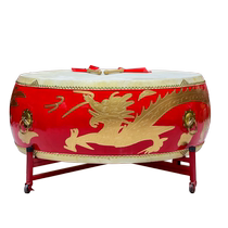 Big drum cowhide drum Chinese red drum solid wood dragon drum adult children majestic gong drum war drum hall drum vertical performance drum