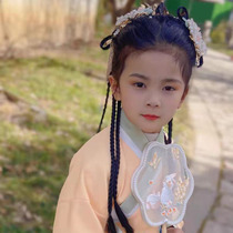 Ancient Wind Transparent Embroidery Jade Rabbit Ensemble Fan Dance Walking Show Photo Photography Palace Round Fan China Classical Long Stem Flow