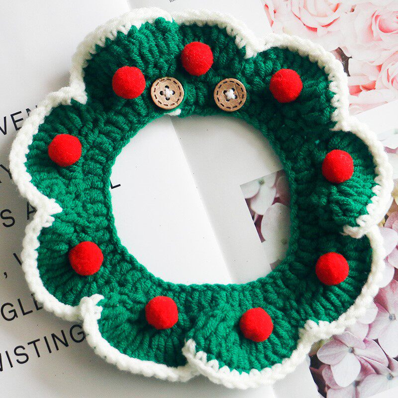 Kitty Chinese New Year Neck Day Style Item Ring Handwoven Dog Scarf Wool Thread Knit Bib Pet Decorative Ornaments