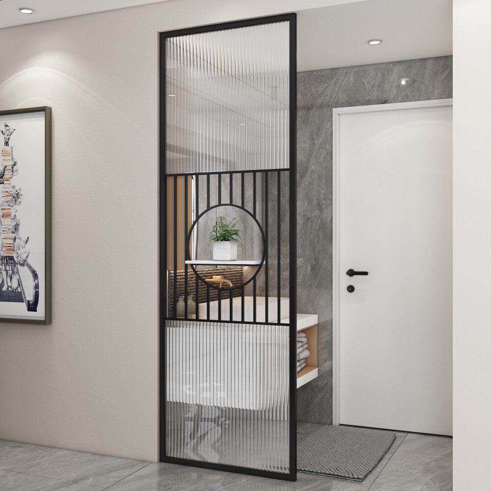 Nordic light luxury iron screen partition stand for the living room washing platform simple modern Changhong glass frame into the door