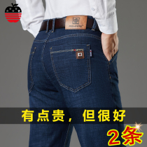 Apple jeans mens summer thin loose straight middle-aged casual high-waist stretch trousers spring and autumn new style