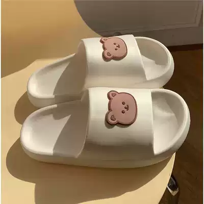 Stepping on the soft bottom slippers female home thick-bottomed non-slip bath indoor cute cartoon couple cool summer Man