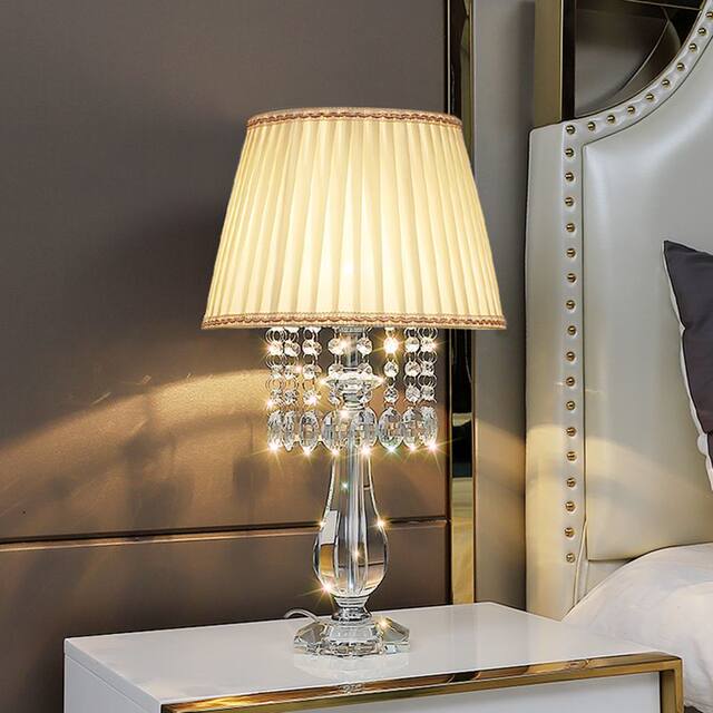 Modern Fashionable Crystal Table Lamp Bedroom Bedside Lighting Living Room Light Luxury Warm Romantic Wedding American Style Dimmable Remote Control