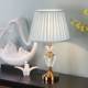 Modern Fashionable Crystal Table Lamp Bedroom Bedside Room Beige Pleated Fabric Decorative Lighting Beauty Salon Table Lamp