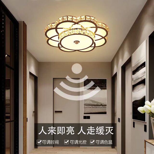Human Sensor Corridor Light, Hallway Light, Spotlight, Foyer Entrance Downlight, Living Room Modern Minimalist Crystal Ceiling Light