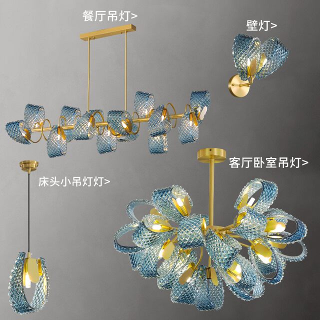 Modern Minimalist Luxury All-Copper Living Room Chandelier, Creative Designer Art Flower Art Lamp for Dining Room and Bedroom