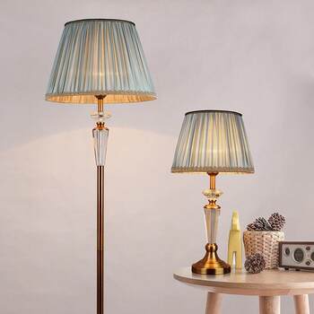 Vertical Living Room Study-Style Nordic Copper Floor-Standing Bedside Lamp American-Style Table Lamp Crystal Floor Lamp Bedroom Retro Light Luxury