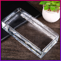 Hot melt transparent brick glass brick Square glass partition wall Crystal brick bar light transmissive landscape wall Engineering frosted ice pattern