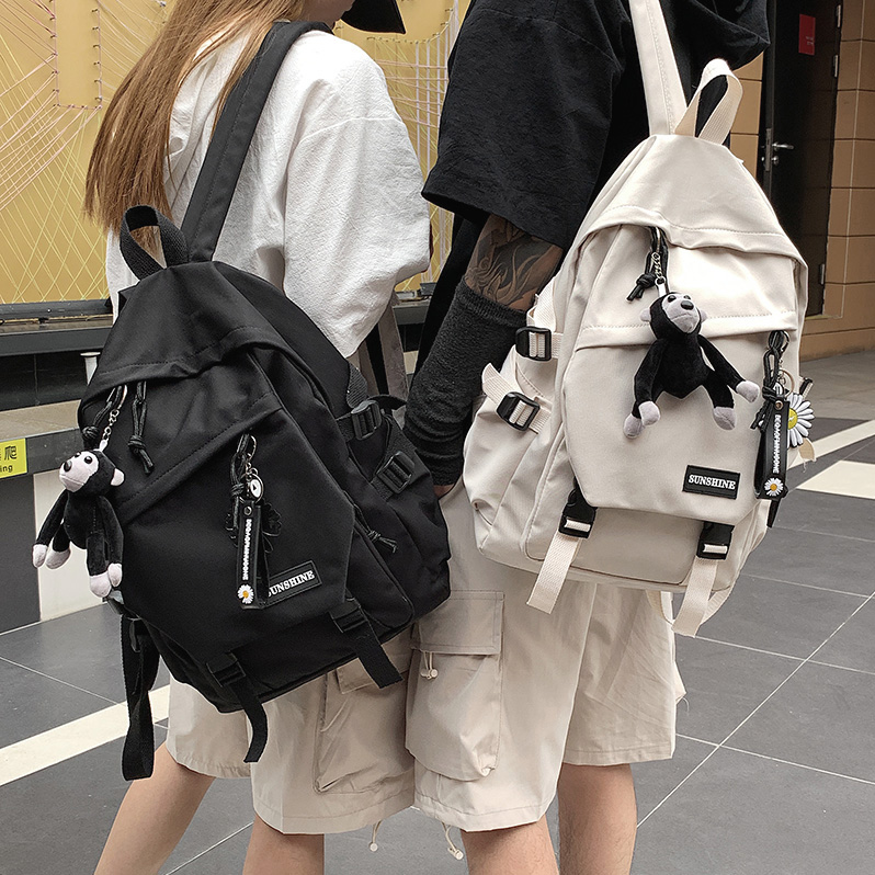 Bag Girl Han Edition High CUHK Capacity 100 Hitch Double Shoulder Bag Male College Student Fashion Trends Ins Wind Lovers Bag