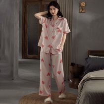 Ice Silk Pajamas Summer Book Net Red Burst Section 2022 New Aimalu Stamped Silk Advanced Sensored Home Dress