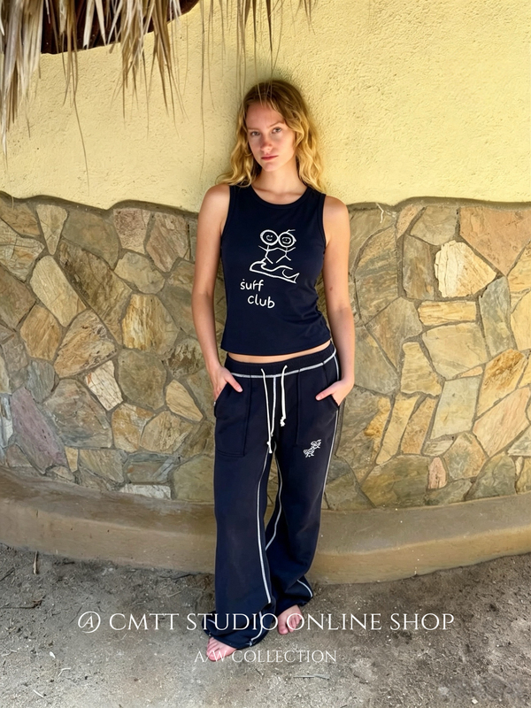 (Now) Niche Design Urban Vacation Series Stick Figure Hand-Drawn Tank Top