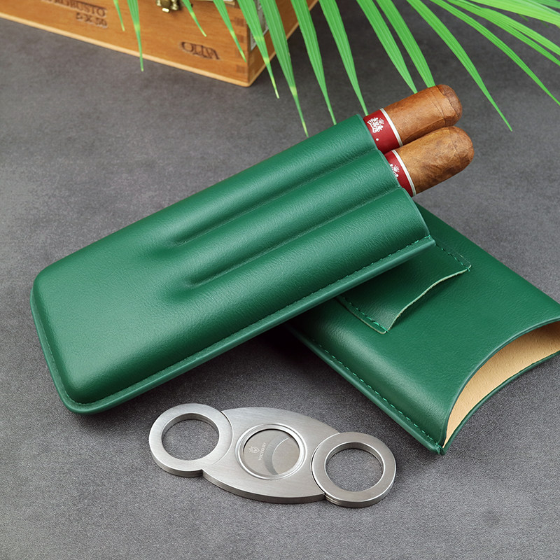 Cuban cigar leather case cigar case cigar humidor 3 pack cigar case portable travel cigar case with clipping - Taobao