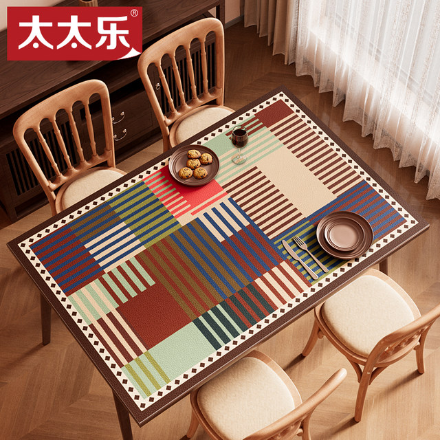 Totole American checkered dining table mat oil-proof and waterproof