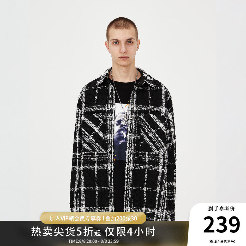 CLIMAX VISION Small fragrance black and white plate splice coat knitting shirt coat for men and women