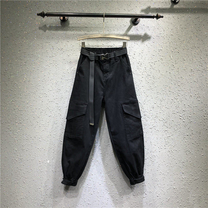 South Korea 2021 Spring and Autumn New Leisure Joker Big Pocket High Waist Slim Tide Tow Pants Pair