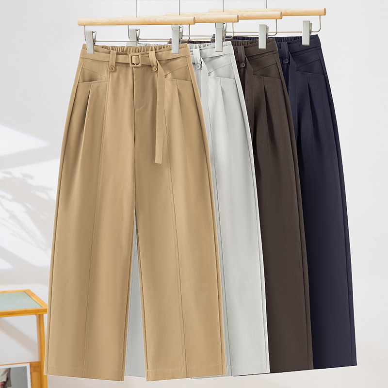 [New Autumn Style] Belt Design, High-Waisted, Pleated, Slimming, Workwear Casual Pants 2686