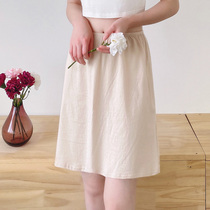 Inner Lining Skirt Short Spring Summer Anti-Walking Light Hanfu Inner Hitch Bottom Pure Cotton Half Body Dress Pure Color Anti-Overdraft Safety Skirt