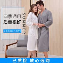 Four Seasons couples bathrobe womens long large size absorbent bathrobe mens and womens hotel nightgown morning robe couple pajamas jig