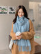 Blue scarf women's winter warm long thickened shawl high-end scarf 2025 new Korean version versatile