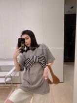 2021 New Classic Stripes light-cooked Coloured weave Lazy Sensation Great Butterfly Knot Temperament Cashew Short Sleeves