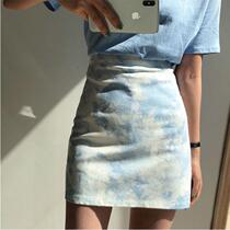 2021 New Printed Pack Hip Skirt Half Body Dress Spring Summer Women High Waist Display Slim Fit Slim Fit Short Skirt Elastic Step Skirt