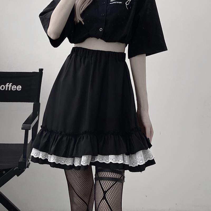 2021 days JK short dress student Korean version half body skirt high waist pants skirt anti walking light lace a character 100 pleated cake skirt