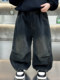 Boys' Fleece-Lined Pants Autumn and Winter 2025 New Children's Casual Jeans Boys' Thickened Integrated Fleece Scimitar Pants