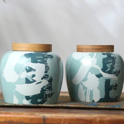 2022 Tea Leaf Jar Ceramic Anji White Tea Packaging Box Empty Gift Box White Tea Universal Tea Gift Box Packed Empty Box Upscale-Taobao