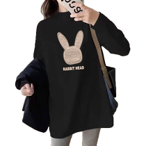 Maternity wear autumn and winter mid-collar German velvet brushed bottoming shirt mid-length versatile long-sleeved T-shirt trendy mother lazy late top