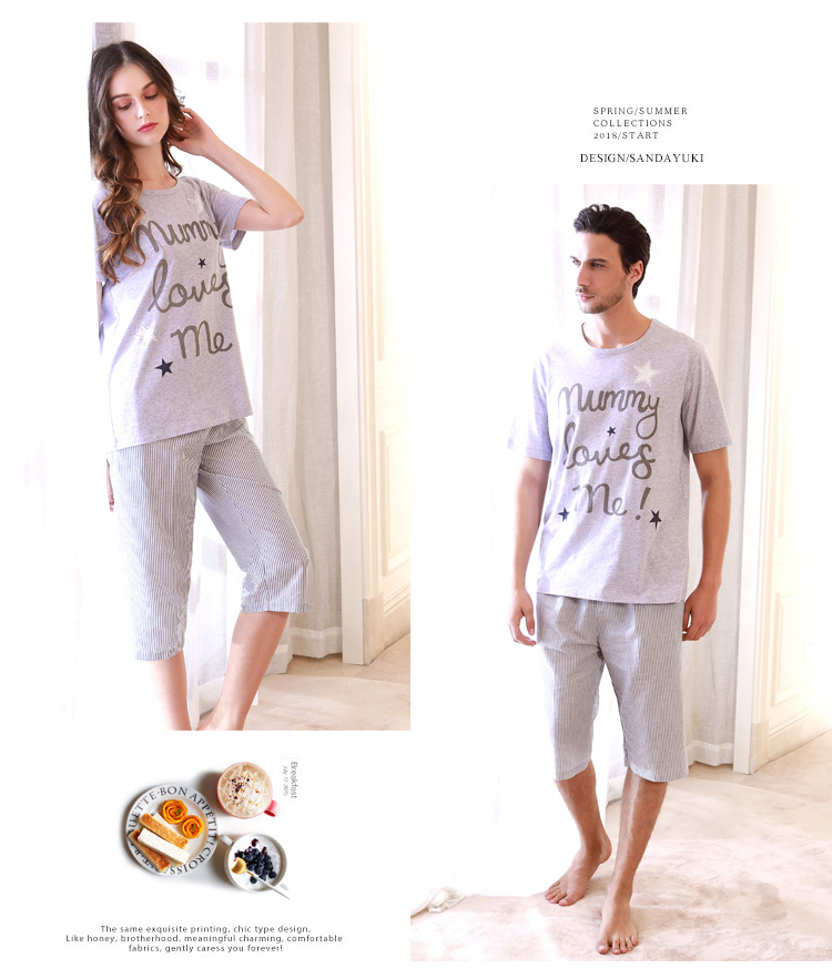 Bộ đồ ngủ cotton nam tiêu chuẩn cho nam và nữ mới có thể mặc thời trang phục vụ những người yêu thích sọc bông thời trang trung niên