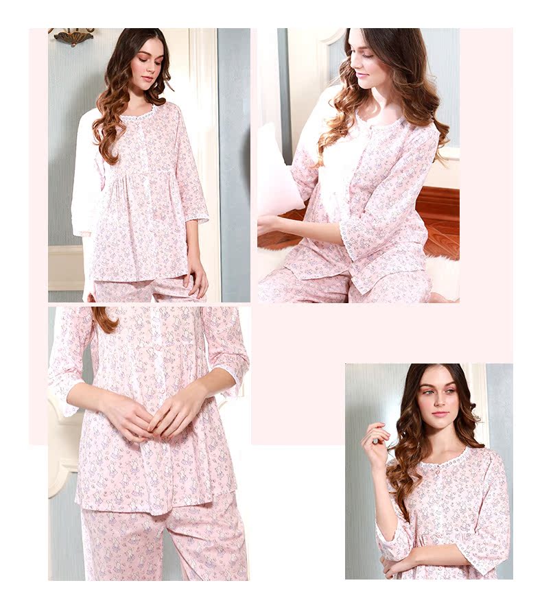 Bộ đồ ngủ cotton mùa xuân và hè 2018 tiêu chuẩn mới của phụ nữ hoạt hình dễ thương có thể mặc đồ cotton tại nhà pyjama thu đông