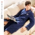 Áo choàng cotton tiêu chuẩn Mỹ mới mùa thu nam mùa đông và áo choàng ba lớp dày áo choàng tắm ấm áp phục vụ nhà mùa xuân và mùa thu áo choàng ngủ nam Night Robe