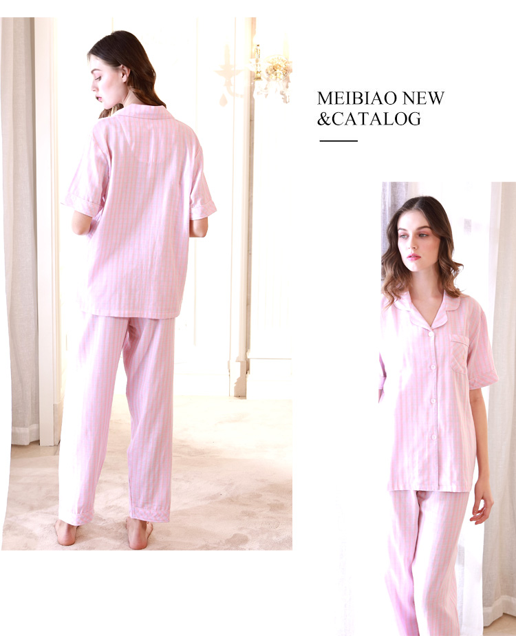 Bộ đồ ngủ nữ chuẩn mùa hè kiểu Mỹ mới có thể mặc đồ cotton kẻ sọc thời trang phục vụ tại nhà bộ ba lỗ đẹp mùa hè
