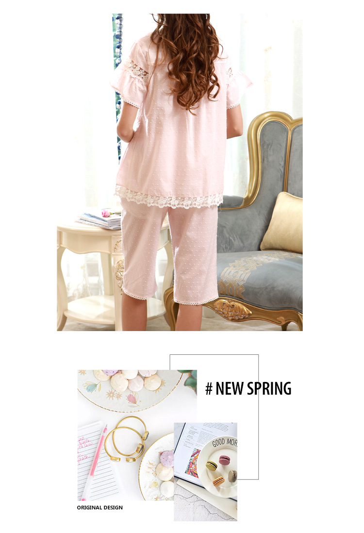 Tiêu chuẩn Mỹ 2018 xuân hè mới cho nữ bộ đồ ngủ cotton hai mảnh phù hợp với bông gợi cảm phục vụ nhà ngọt ngào quần áo nữ