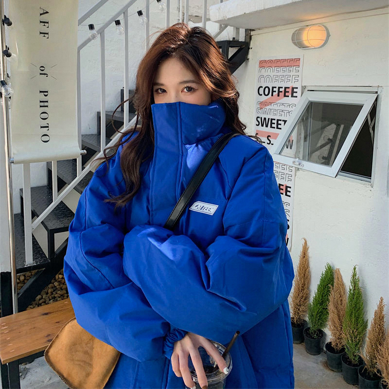 This Year's Popular down Jacket Women's Winter Stand-Up Collar Outwear Off-Season Clearance Cotton Outwear Blue Student 2025 New Style