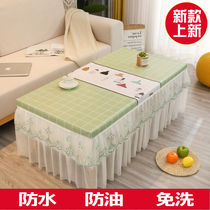 Nordic style tea table cover all-inclusive waterproof ins living room tea table tablecloth skirt rectangular dust cover lace
