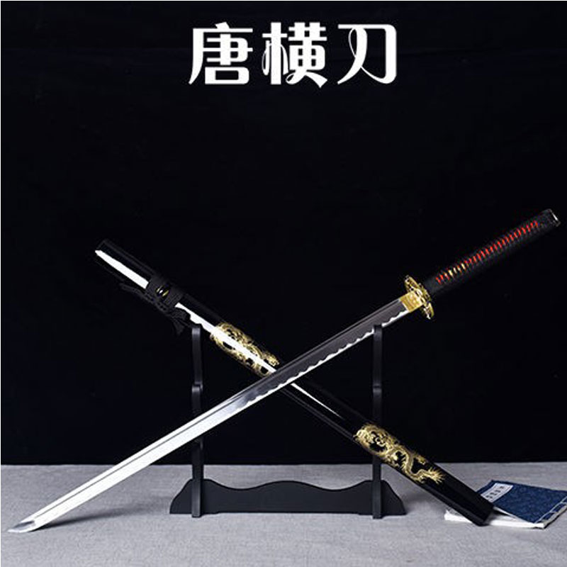 Longquan Tang Hengdao real sword embroidered spring knife outdoor car manual one self-defense knife sword cold weapon not edged