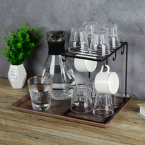 Tray glass GLASS WATER RACK LEASH SHELF TEA CUP SHELF WATER GLASS SHELF CREATIVE COFFEE CUP CONTAINING CUP HOLDER